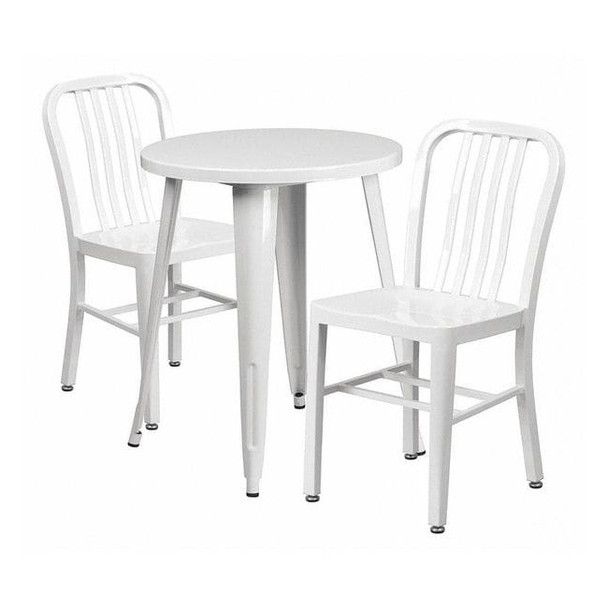 Flash Furniture Round 24" W, 24" L, 29" H, Metal, White CH-51080TH-2-18VRT-WH-GG