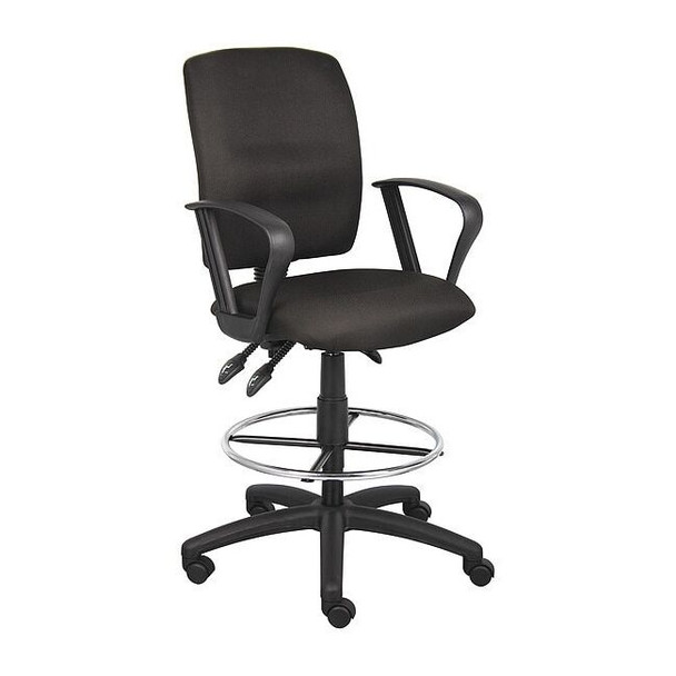 Boss Office Products Multi-Function Fabric Drafting Stool W/ Loop Arms B1637-BK
