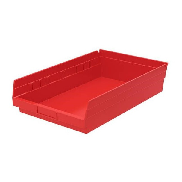 Akro-Mils® Shelf Bin, 17 7/8"L x 4"H x 11 1/8"W, Red, 1/Each