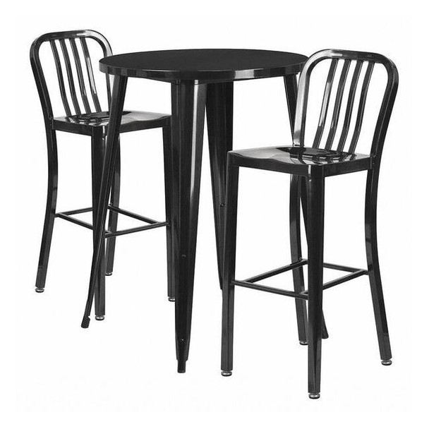 Flash Furniture Round 30" W, 30" L, 41" H, Metal, Black CH-51090BH-2-30VRT-BK-GG