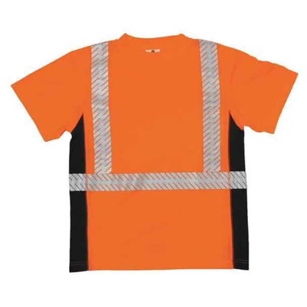 Unisex Short Sleeve Hi-Vis Black Sided T-Shirt, Polyester, Orange, 3XL