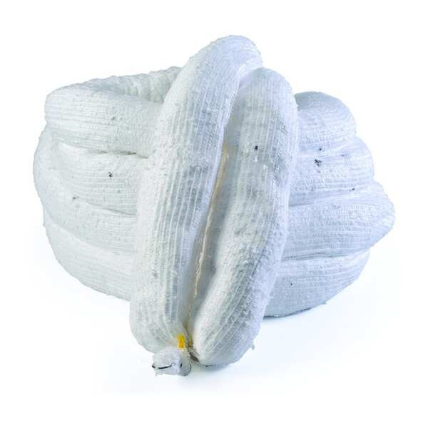 Brady Sorbent Boom, 32 gal, 5 in x 10 ft, Oil, White, 2 PK SPC5510