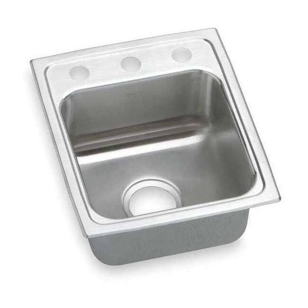 Elkay Drop-In Sink, 3 Hole, 12" x 12", Lustrous Highlighted Satin LR15173