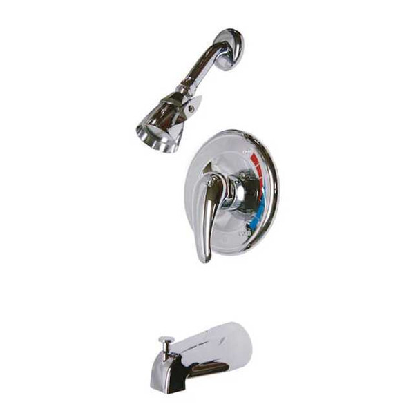 Tub and Shower Faucet, Standard, 3, Wall Mount, Polished Chrome