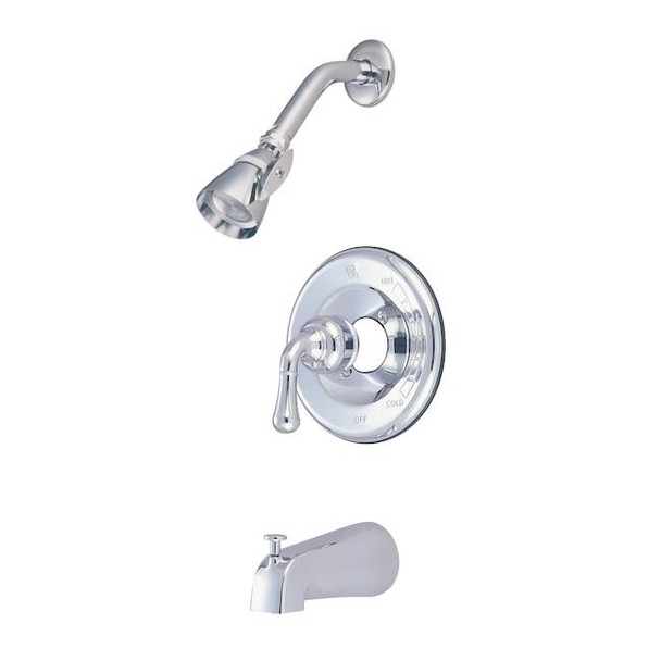 Tub and Shower Faucet, Standard, 3, Wall Mount, Polished Chrome