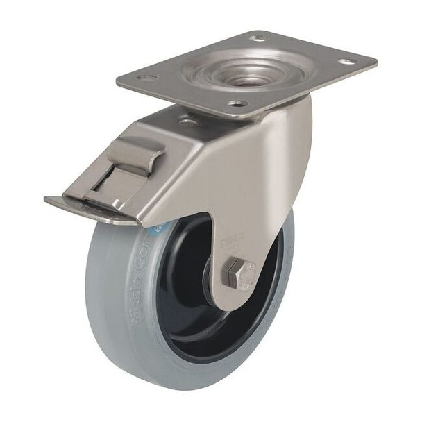 Swivel Plate Caster,Rubber,5 in.,330 lb.