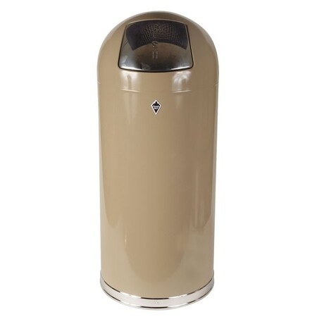 EK9631-BE 15 gal Round Indoor Metal Can, Beige, None, Steel, Not Applicable