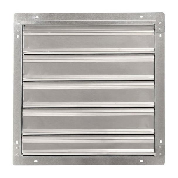 18 in 21"H-W 5.75"L Alu Wall Backdraft Dampr, 18-1/2 in x 18-1/2 in, Aluminum