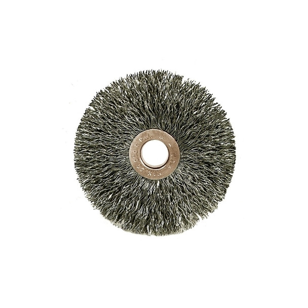 Copper Center™ Small Diameter Wire Wheel, 3 in dia x 5/8 in W Face, 0.008 in Stainless Steel Wire, 20000 RPM
