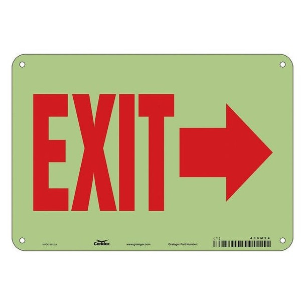 Condor Exit Sign, Plastic, 10" W, 7" H, Exit, White 480M24