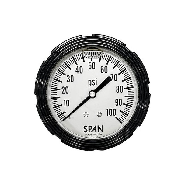 Industrial Pressure Gauge, 1/4 in NPT, Center Back Location