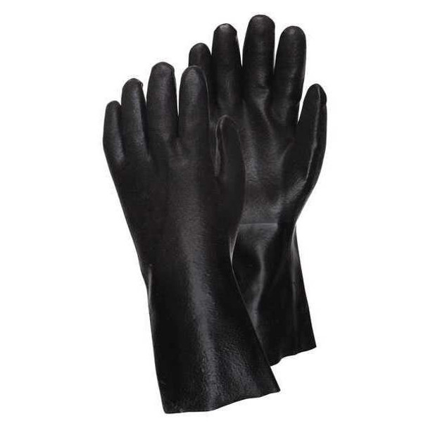6522SJ Chemical Resistant Gloves, PVC, 12 in L, Not Rated, Black, L, 12 PK