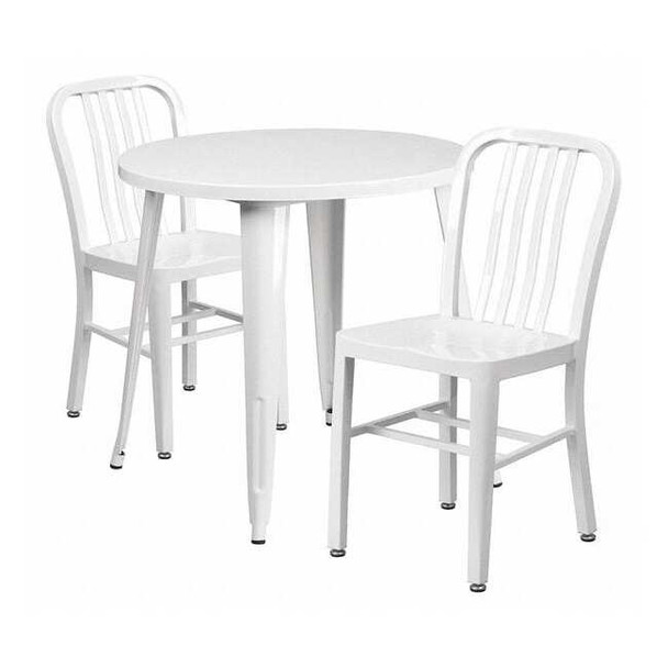 Round 30" W, 30" L, 29.5" H, Metal Top, White