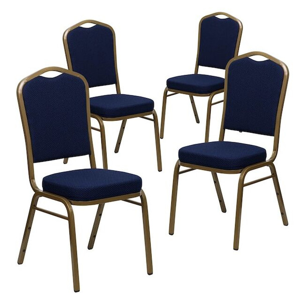 Flash Furniture Navy Blue Fabric Banquet Chair,PK4 4-FD-C01-ALLGOLD-2056-GG