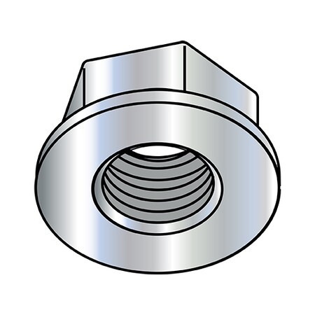 Flange Nut, 7/16"-14, Steel, Zinc Baked, 0.688 in Hex Wd, 0.26 in Hex Ht, 500 PK
