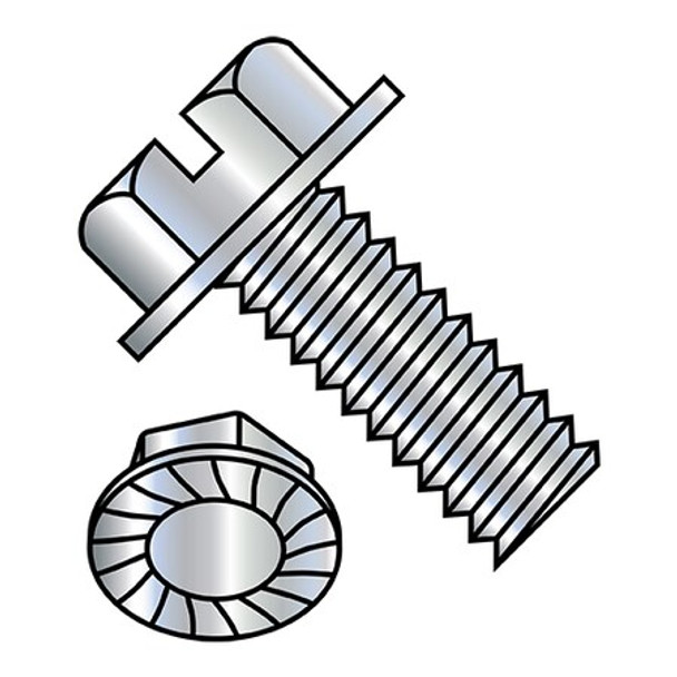 #10-32 x 1-1/2 in Slotted Hex Machine Screw, Zinc Plated Steel, 3000 PK
