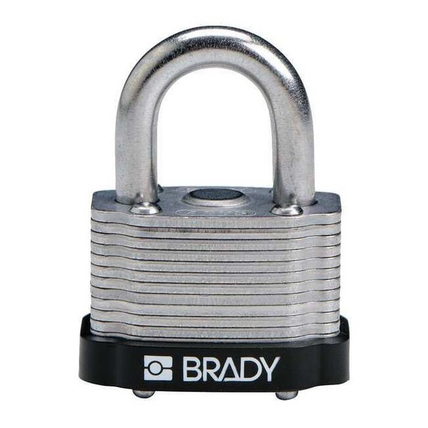 Keyed Padlock, Open, Rectangular Steel Body, Hardened Steel Shackle, 23/32 in W