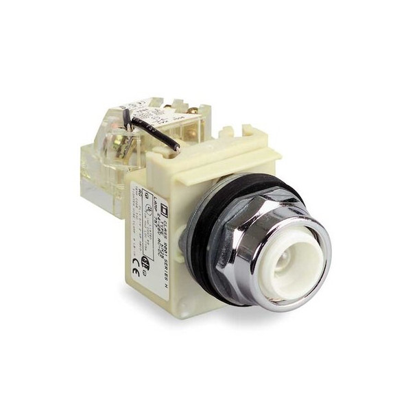 Schneider Electric Push to Test Pilot Light,Clear,Incand 9001KT1