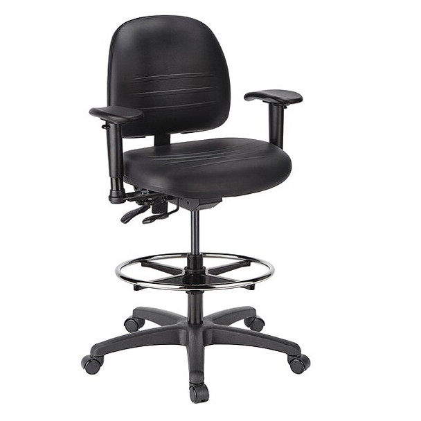 Polyurethane Task Chair, 22-3/4" to 33-1/4", Adjustable Arms, Black