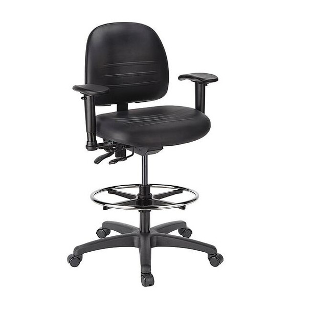 Polyurethane Task Chair, 22-3/4" to 33-1/4", Adjustable Arms, Black