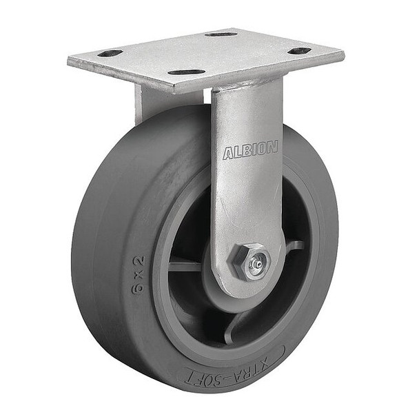 8" X 2" Non-Marking Rubber Soft Flat Rigid Caster, No Brake, Loads Up To 675 lb