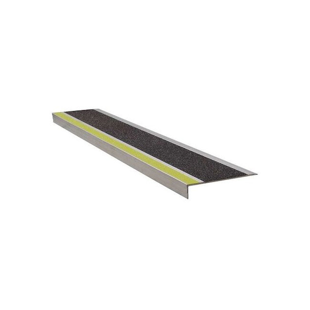 Stair Tread Cover Extruded Aluminum Yellow/Black, 48 in W x 5/32" Thick