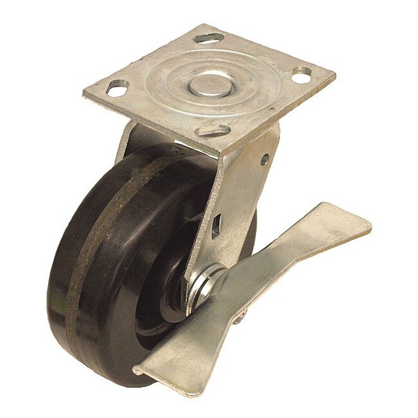 NSF-Listed Plate Caster,1250 lb. Ld Rating,Roller