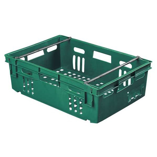 Hang & Stack Storage Bin, Plastic, Green, 7 1/2 in H, 16 in W, 23 3/4 in L