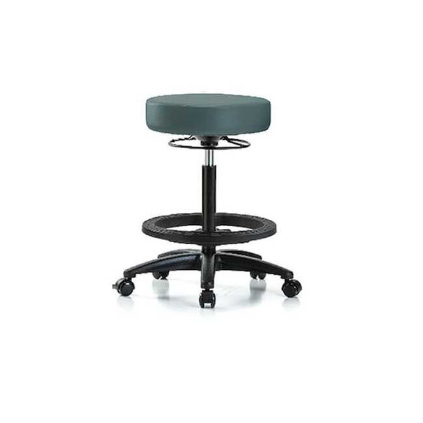 Bench Stool, Hi, Vinyl, BF, Casters, Blu