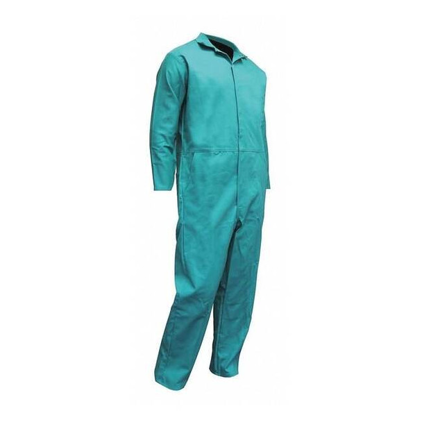 Chicago Protective Apparel Coverall, L, 32 in Inseam, Cotton, Snap 605-GR-L