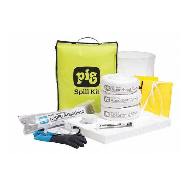 Spill Kit, 7 gal Volume Absorbed per Kit, Not Applicable Capacity, Bag, Yellow