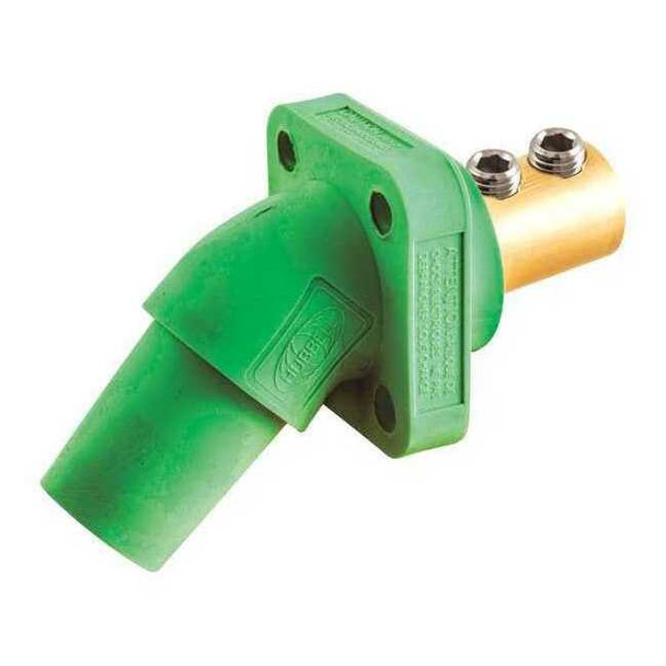 Hubbell Wiring Device-Kellems Angled Receptacle,Green,Double Set Screw HBLFRAGN