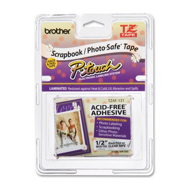 Brother Label,Blk/Clr,Acid-Free,.47" x 26.2 ft. TZEAF131G