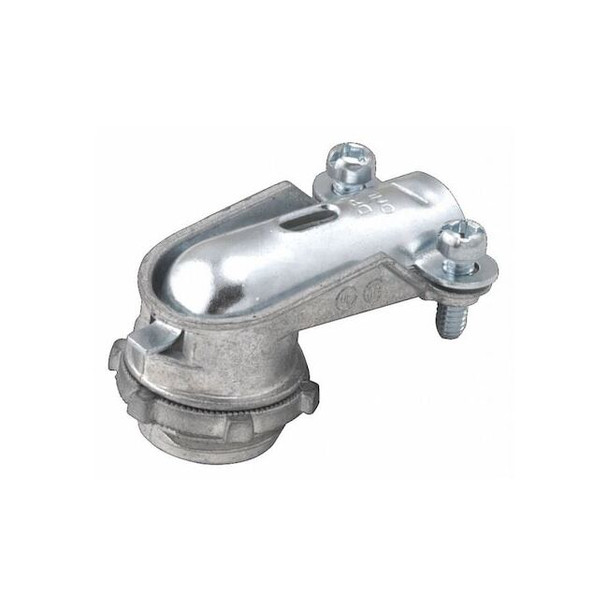 Flexible AC/MC Grounding Connector, 1-1/2 in, Push-On, Zinc Alloy, Plain, Gray