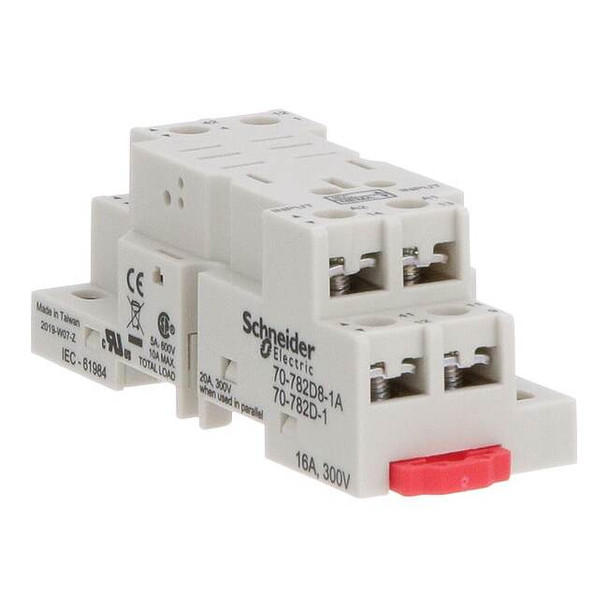 Schneider Electric Relay Socket,Finger Safe,Square,8 Pin 70-782D8-1A