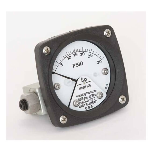 Midwest Instrument Pressure Gauge,0 to 30 psi 120-SA-00-OO-30P