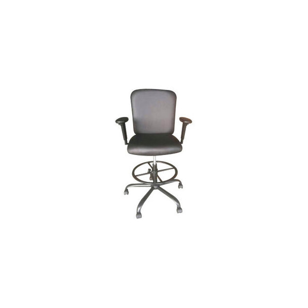 Interion Antimicrobial PU Leather Big & Tall Drafting Stool Black