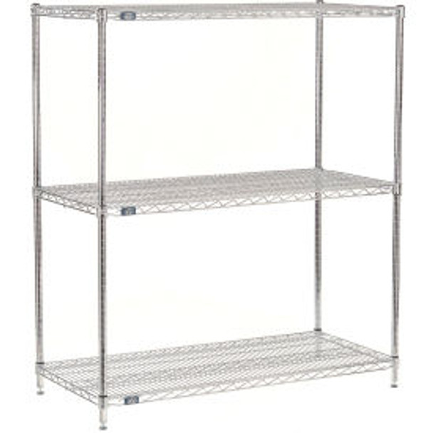 Nexel 3 Shelf Stainless Steel Wire Shelving Unit Starter 36""W x 18""D x 54""H
