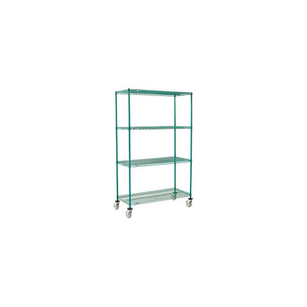 Nexel 4 Shelf Truck Poly-Green 48""W x 21""D x 80""H Polyurethane Swivel Casters
