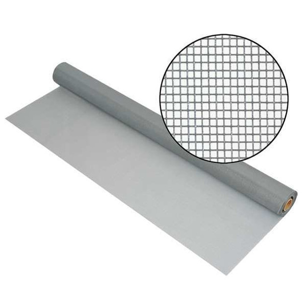 Door and Window Screen, Fiberglass, 36 in W, 100 ft L, 0.013 in Wire Dia, Gray