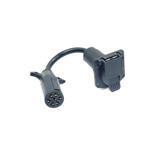 7-Way Round to 7-Way Flat Trailer Connector Adapter - Prewired 3 Inch Connection