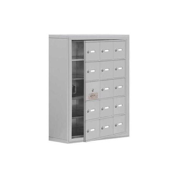 Cell Phone Locker, 24 in W, 9 1/4 in D, 31 in H, (3) Wide, (5) Tier, Silver