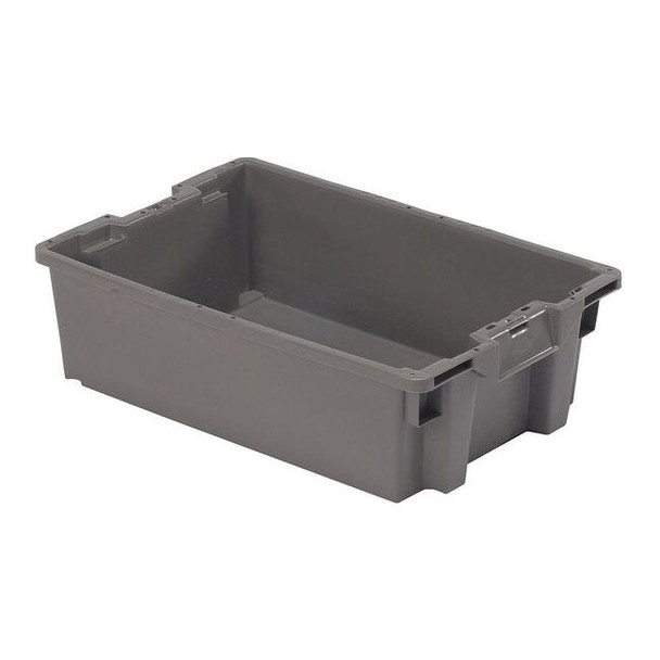 Hang & Stack Storage Bin, Plastic, Gray, 7 1/8 in H, 15 3/4 in W, 23 5/8 in L