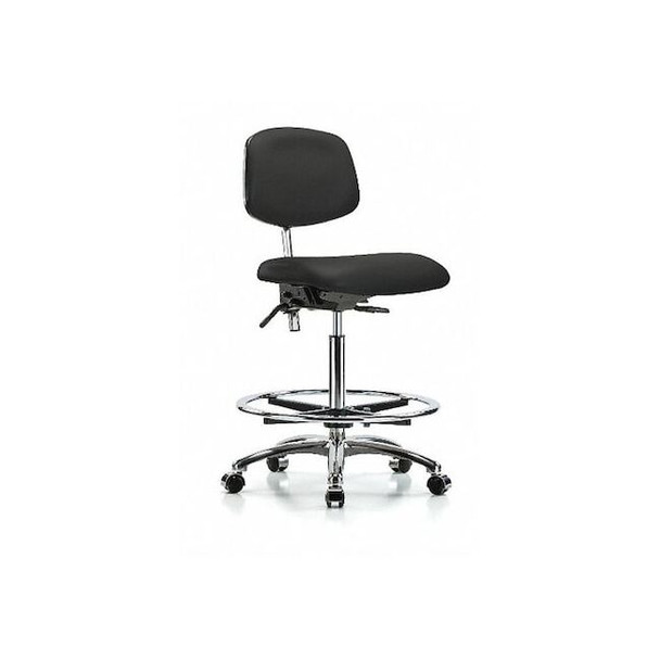 Clean Room Chair Ergonomic Chair, No Arms, 26-1/4" to 36" Height, Vinyl, Black