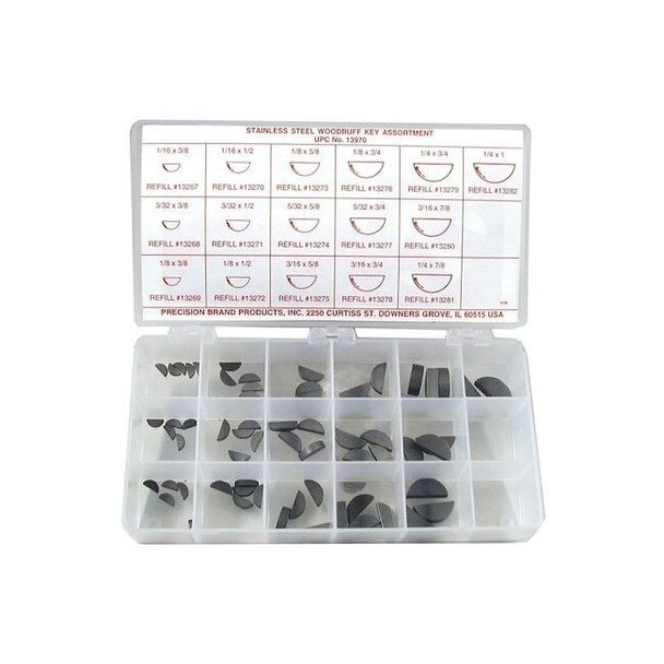 Precision Brand Key Stock Assortment, Steel, Zinc Plated 12940