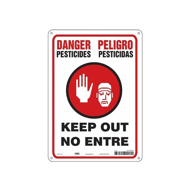 Safety Sign, 14 in H, 10 in W, Vertical Rectangle, English, Spanish, 470N80