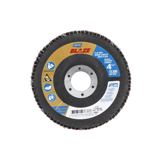Norton Abrasives Flap Disc,Ceramic,Type 27,4 1/2" dia 66261097678