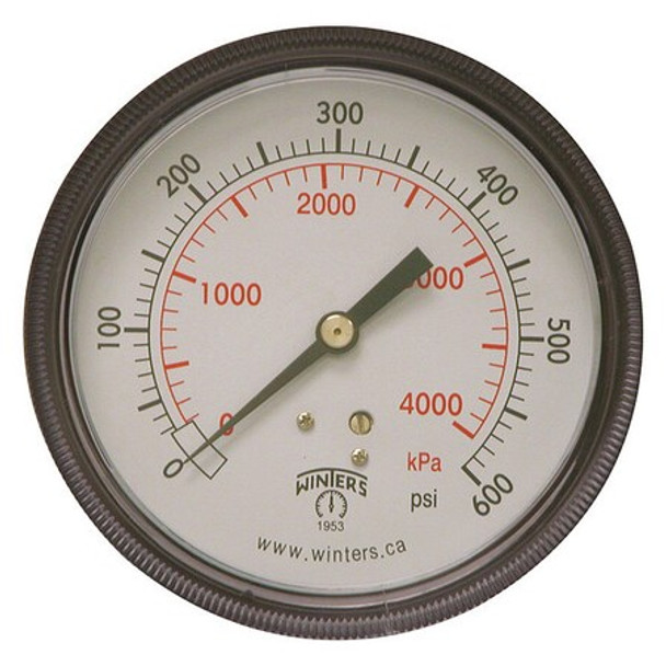 Winters Pressure Gauge,3-1/2" Dial Size,Black P9U901463UC