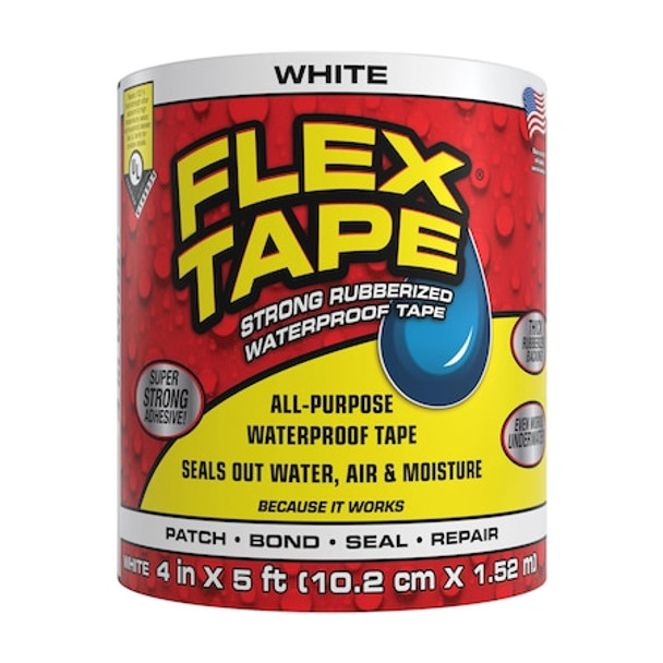 Flex Seal Rubberized Tape,White,4" TFSWHTR0405