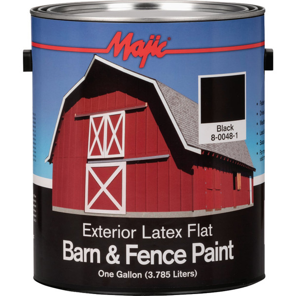 MAJIC Barn & Fence Exterior Latex Flat Paint, Black, 1 Gal. 119202/8-0048-1